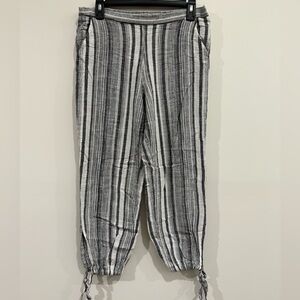 Boutique Black and White Striped Linen Blend Pants, Woman’s Medium
